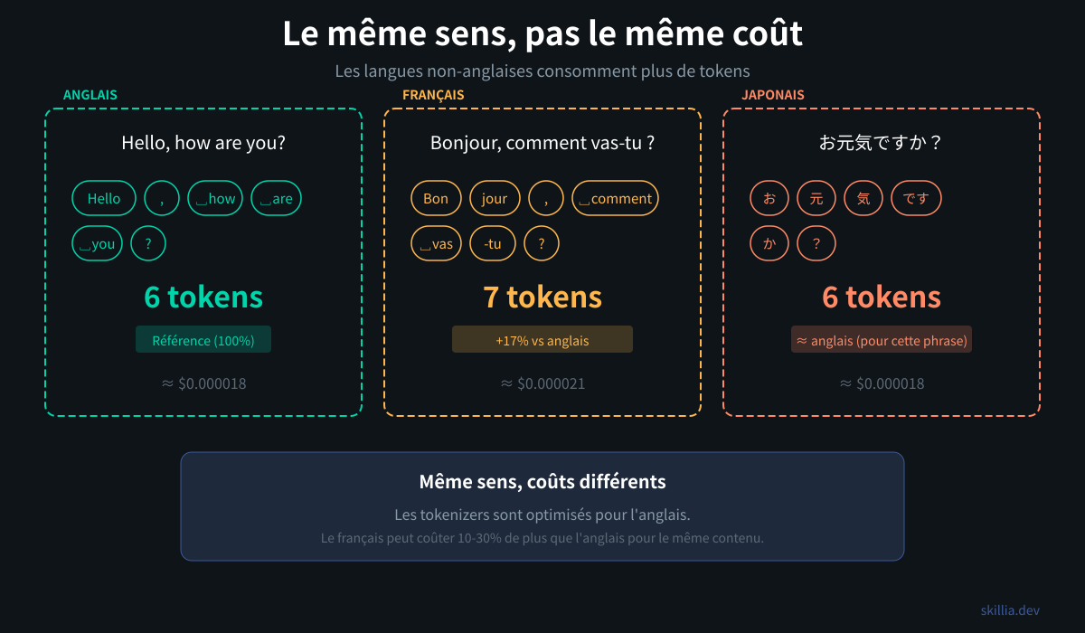 Inégalité des tokens entre langues